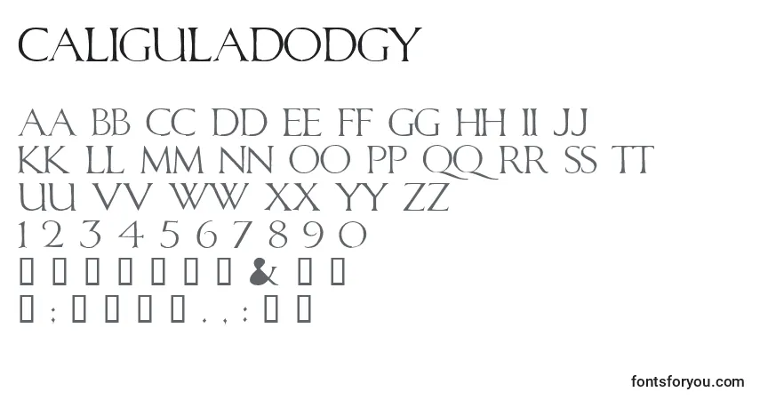 A fonte Caliguladodgy – alfabeto, números, caracteres especiais