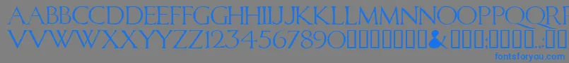 Caliguladodgyフォントについての詳細 フォントCaliguladodgy – 灰色の背景に青い文字