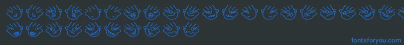 フォントManymoodsofmoe – 黒い背景に青い文字