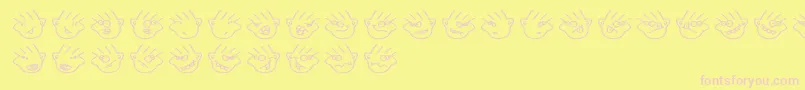 Saiba mais sobre a fonte Manymoodsofmoe Fonte Manymoodsofmoe – fontes rosa em um fundo amarelo