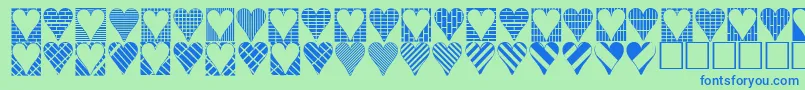 Fonte Heartthings3 – fontes azuis em um fundo verde