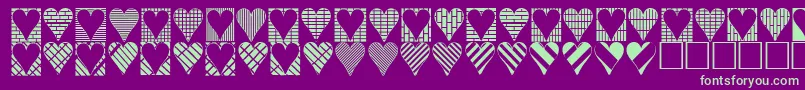Heartthings3-Schriftart – Grüne Schriften auf violettem Hintergrund