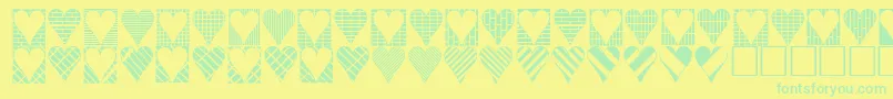 Heartthings3-Schriftart – Grüne Schriften auf gelbem Hintergrund