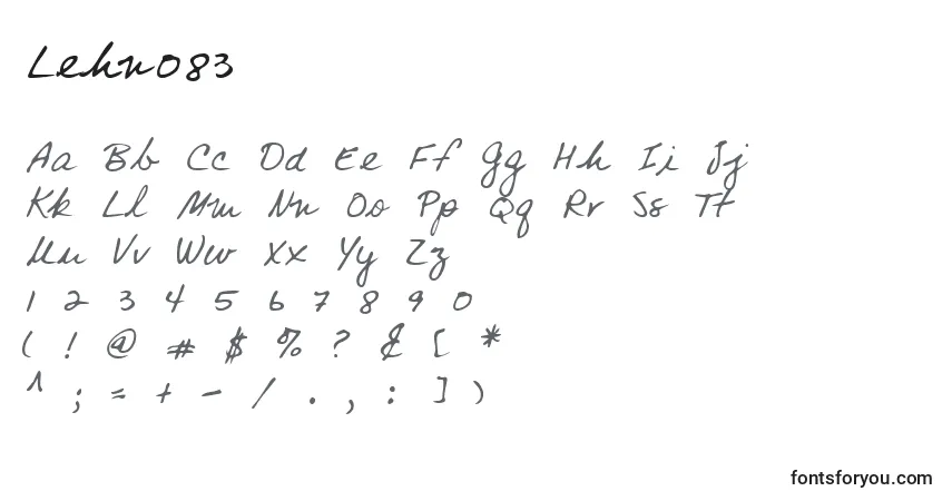 A fonte Lehn083 – alfabeto, números, caracteres especiais