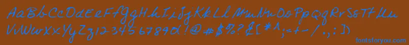 フォントLehn083 – 茶色の背景に青い文字