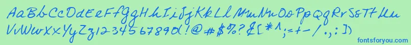 Lehn083-Schriftart – Blaue Schriften auf grünem Hintergrund