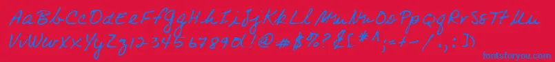 Lehn083 Font – Blue Fonts on Red Background