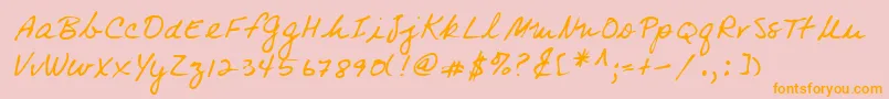 フォントLehn083 – オレンジの文字がピンクの背景にあります。