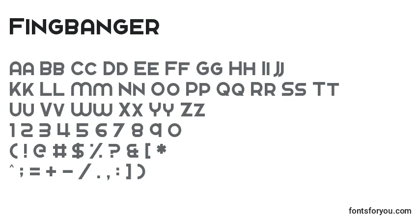 Schriftart Fingbanger – Alphabet, Zahlen, spezielle Symbole