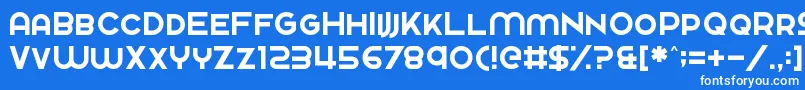 Czcionka Fingbanger – białe czcionki na niebieskim tle