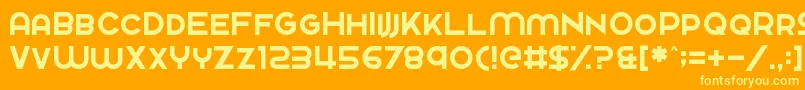 Fingbanger-Schriftart – Gelbe Schriften auf orangefarbenem Hintergrund