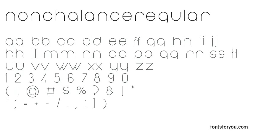 Schriftart NonchalanceRegular – Alphabet, Zahlen, spezielle Symbole