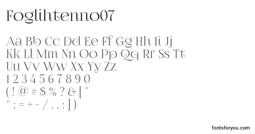 A fonte Foglihtenno07 – alfabeto, números, caracteres especiais