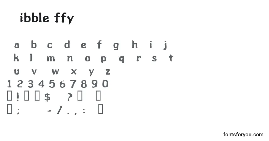 A fonte Wibble ffy – alfabeto, números, caracteres especiais