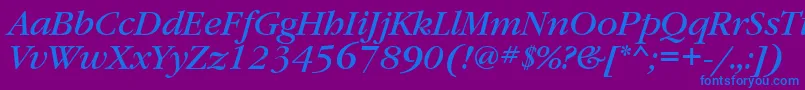 GaramondbookattItalic Font – Blue Fonts on Purple Background