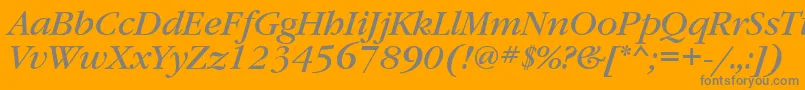 GaramondbookattItalic-Schriftart – Graue Schriften auf orangefarbenem Hintergrund