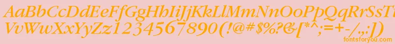 GaramondbookattItalic-Schriftart – Orangefarbene Schriften auf rosa Hintergrund