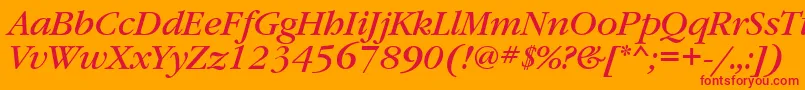 GaramondbookattItalic Font – Red Fonts on Orange Background