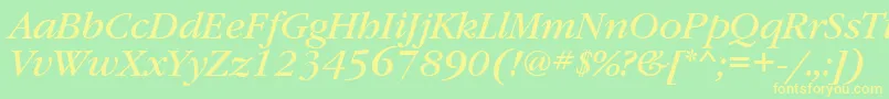 GaramondbookattItalic Font – Yellow Fonts on Green Background