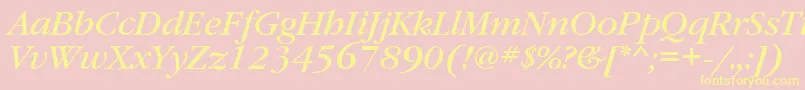 GaramondbookattItalic-Schriftart – Gelbe Schriften auf rosa Hintergrund