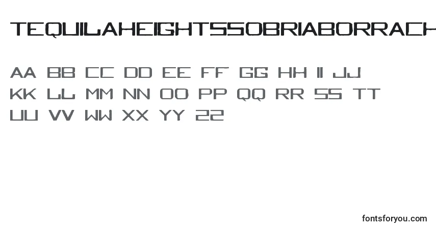 Czcionka Tequilaheightssobriaborracha – alfabet, cyfry, specjalne znaki