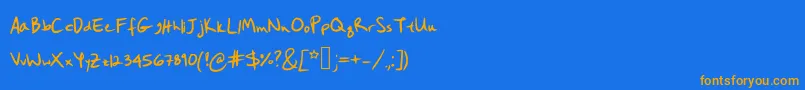 Hanobot Font – Orange Fonts on Blue Background