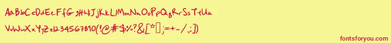 Hanobot-fontti – punaiset fontit keltaisella taustalla
