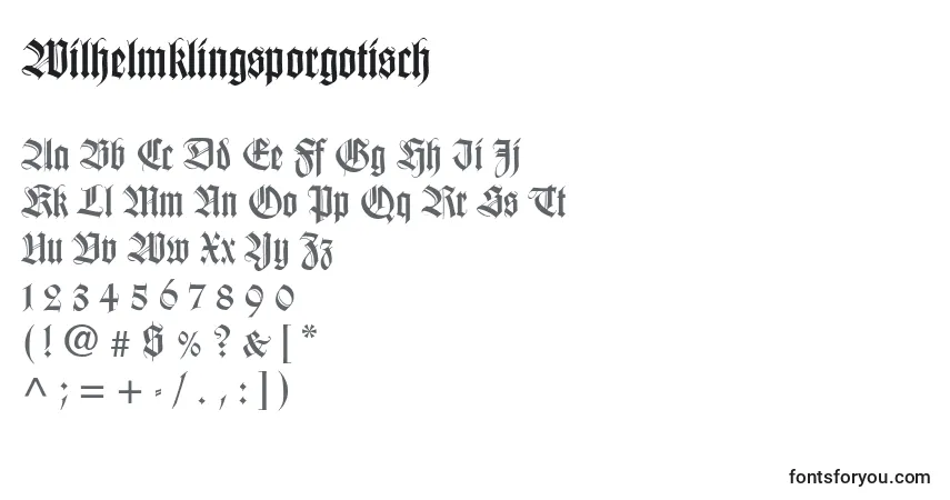 Czcionka Wilhelmklingsporgotisch – alfabet, cyfry, specjalne znaki