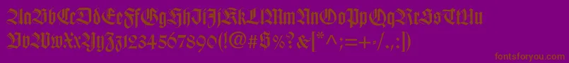 Wilhelmklingsporgotisch-Schriftart – Braune Schriften auf violettem Hintergrund