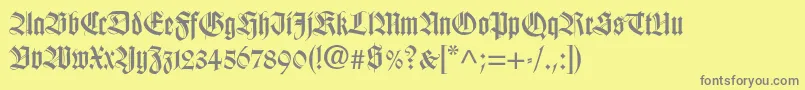 フォントWilhelmklingsporgotisch – 黄色の背景に灰色の文字
