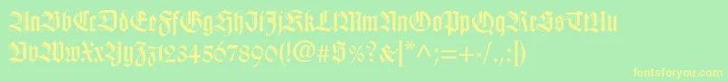 Wilhelmklingsporgotisch-Schriftart – Gelbe Schriften auf grünem Hintergrund