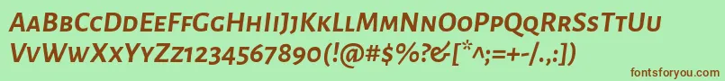 AlegreyasansscBolditalic Font – Brown Fonts on Green Background