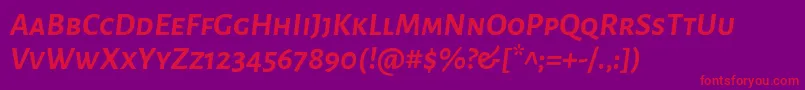 AlegreyasansscBolditalic-Schriftart – Rote Schriften auf violettem Hintergrund
