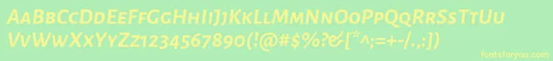 AlegreyasansscBolditalic Font – Yellow Fonts on Green Background