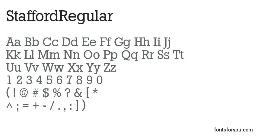 A fonte StaffordRegular – alfabeto, números, caracteres especiais