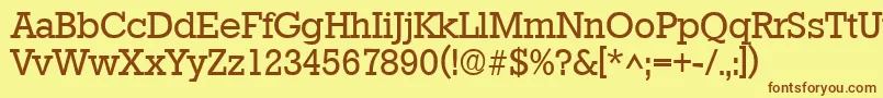 フォントStaffordRegular – 茶色の文字が黄色の背景にあります。