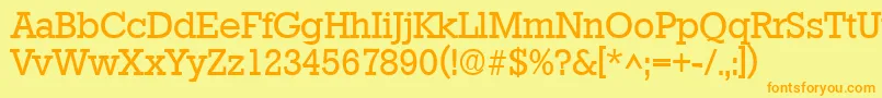 フォントStaffordRegular – オレンジの文字が黄色の背景にあります。