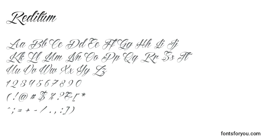 Шрифт Reditum – алфавит, цифры, специальные символы