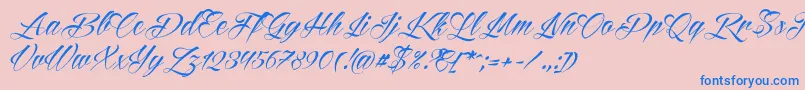 Reditum-Schriftart – Blaue Schriften auf rosa Hintergrund