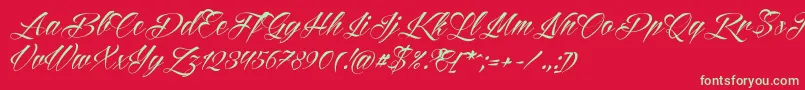 Reditum-Schriftart – Grüne Schriften auf rotem Hintergrund