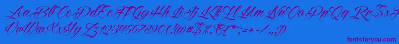 Reditum-Schriftart – Violette Schriften auf blauem Hintergrund