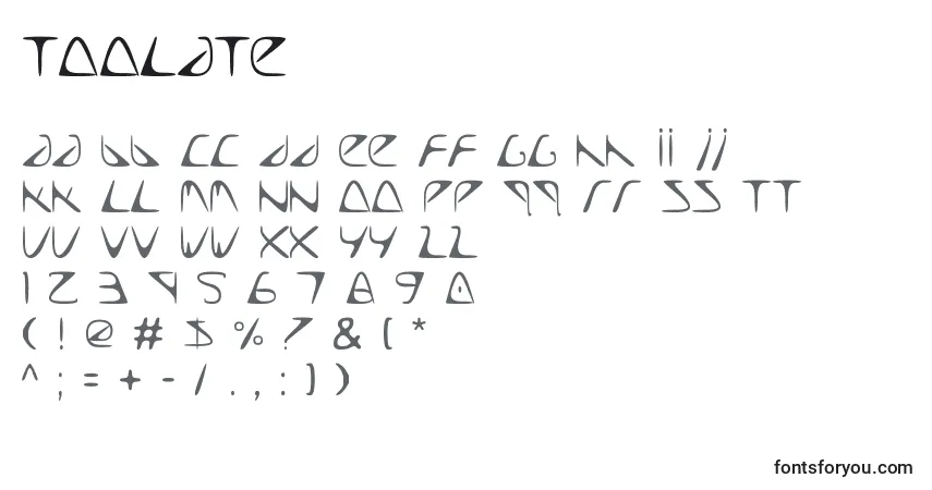 A fonte TooLate – alfabeto, números, caracteres especiais