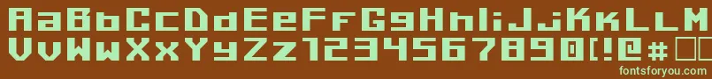 フォントKiloton1 – 緑色の文字が茶色の背景にあります。