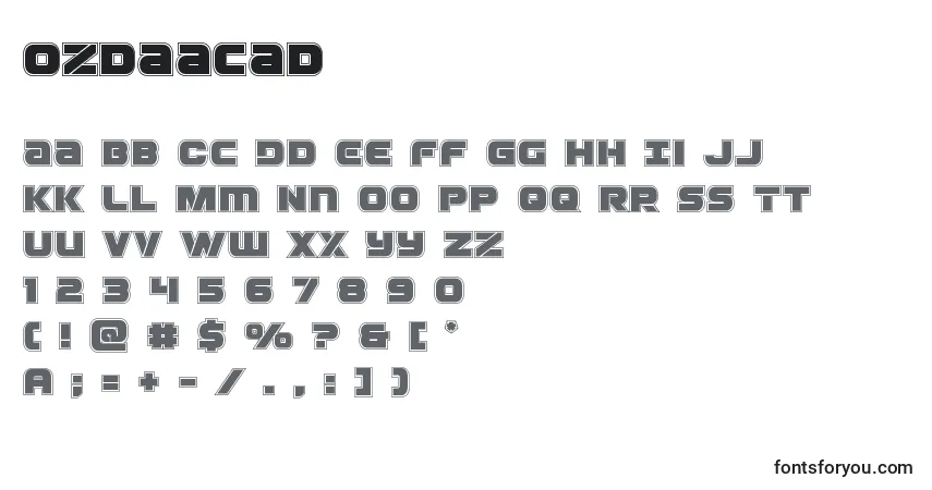 Schriftart Ozdaacad – Alphabet, Zahlen, spezielle Symbole