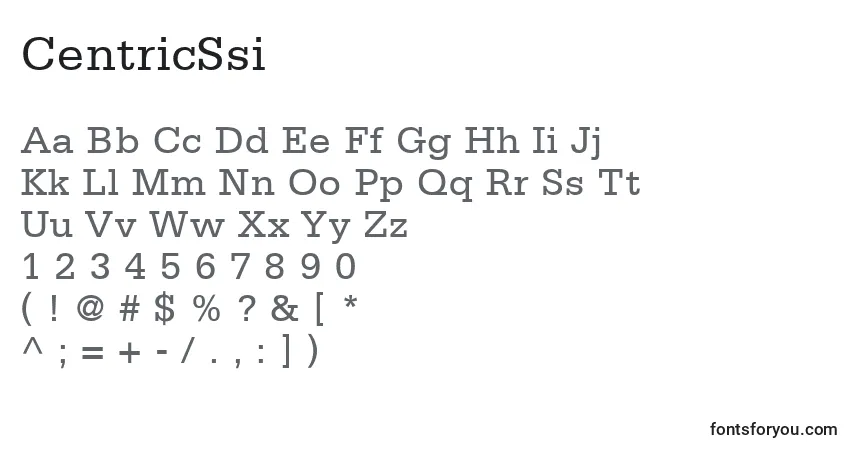 Fuente CentricSsi - alfabeto, números, caracteres especiales
