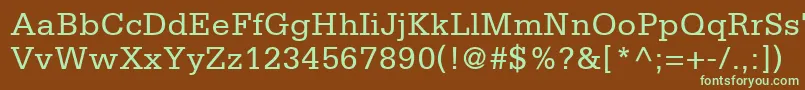 フォントCentricSsi – 緑色の文字が茶色の背景にあります。