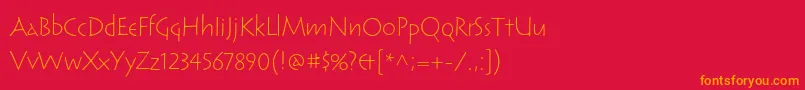 フォントReliqstdLightcalm – 赤い背景にオレンジの文字