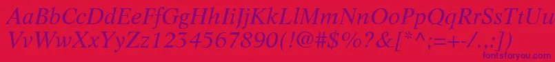 LifeLtItalic Font – Purple Fonts on Red Background