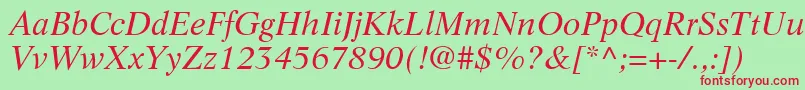 LifeLtItalic Font – Red Fonts on Green Background