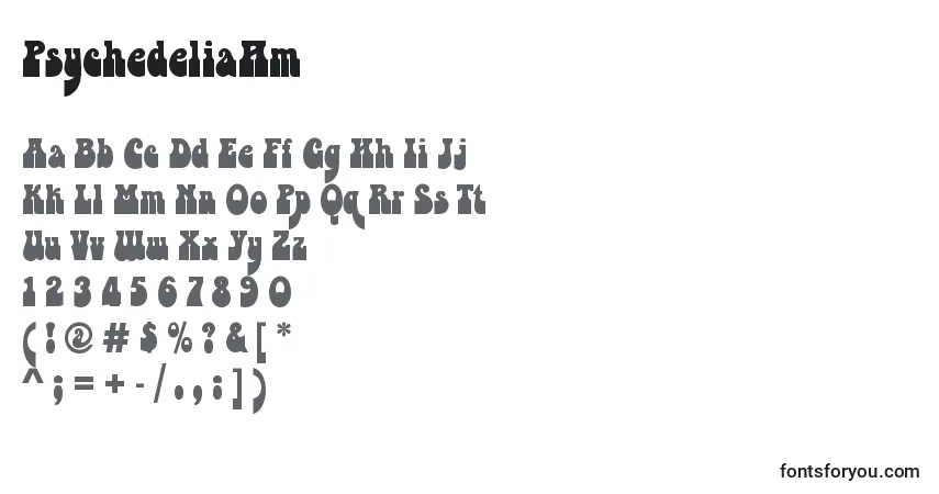 Schriftart PsychedeliaHm – Alphabet, Zahlen, spezielle Symbole